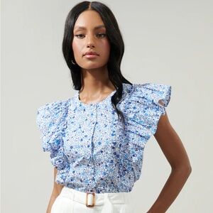 SUGARLIPS Carmine Floral Vance Button Front Blouse EUC Small